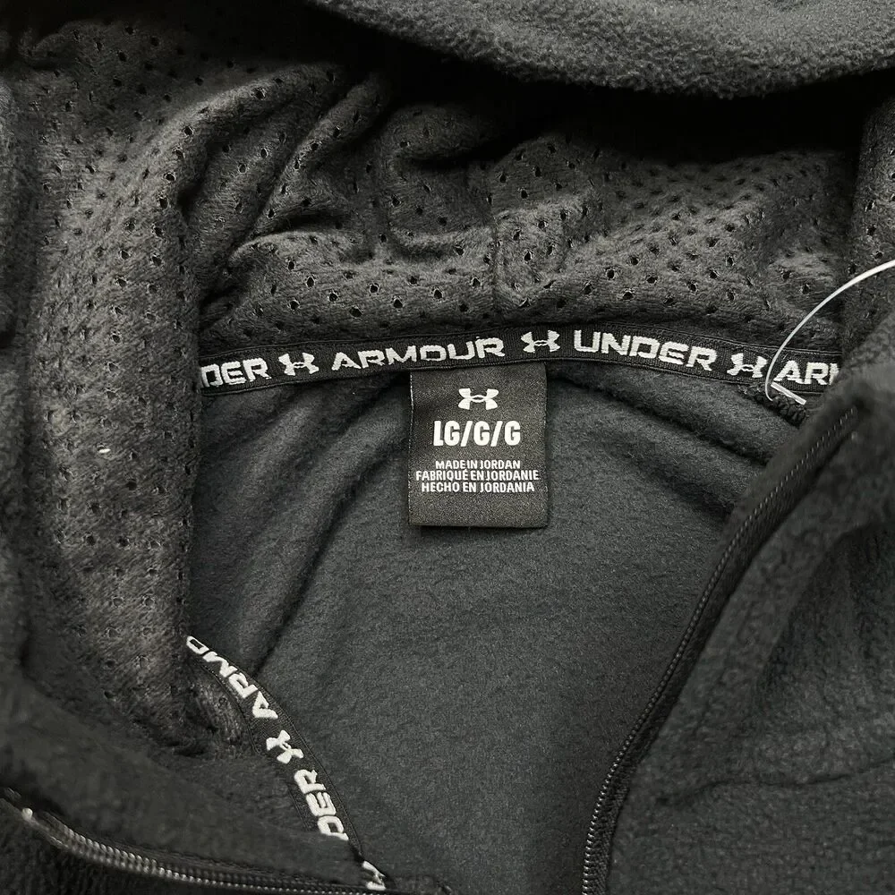NEW Under Armour Hoodie Mens Fleece Microfleece Pullover LG Black 1378981-001